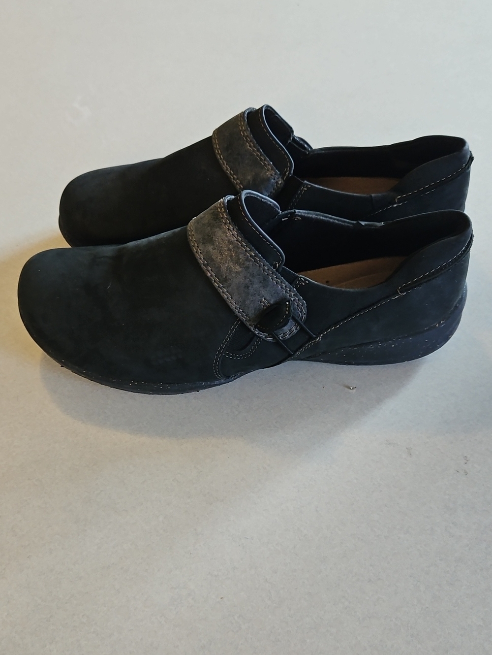 Clarks Roseville Dot Slip On Black Shoes